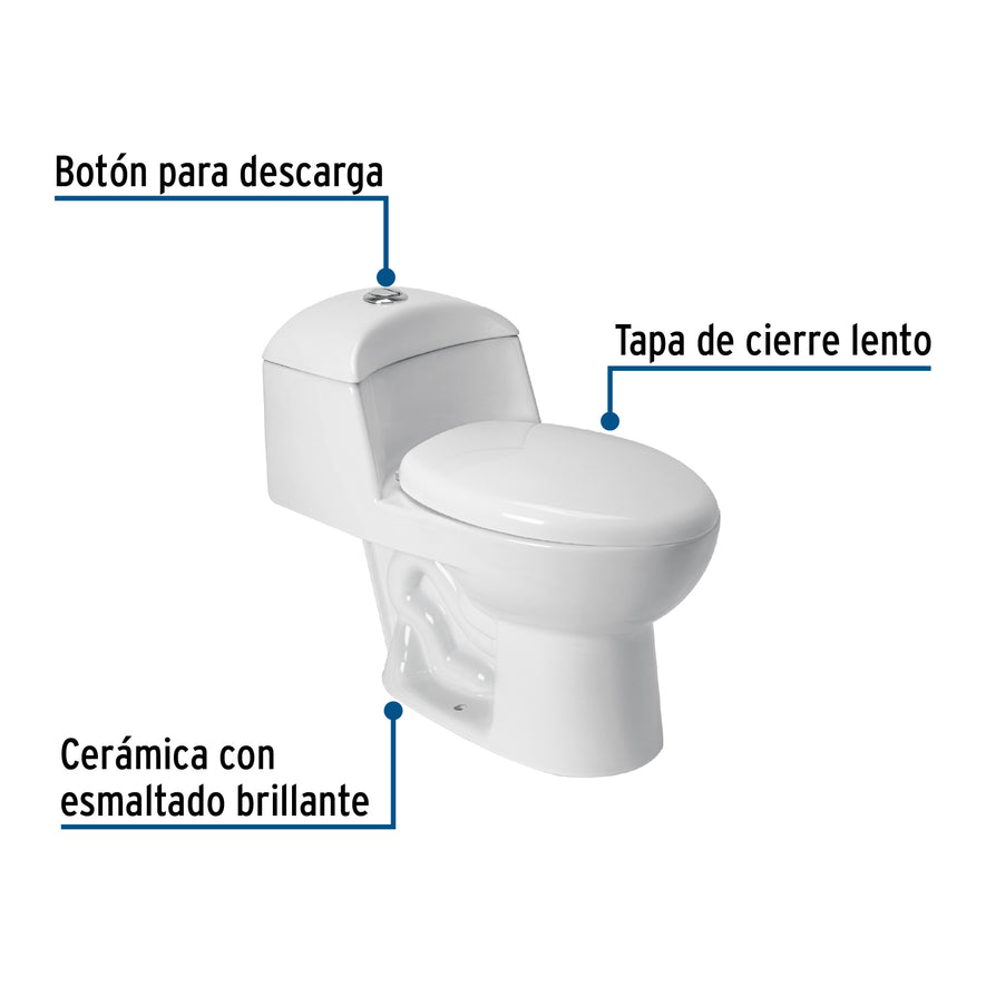 Sanitario one piece alargado de porcelana, blanco, FOSET, 49135