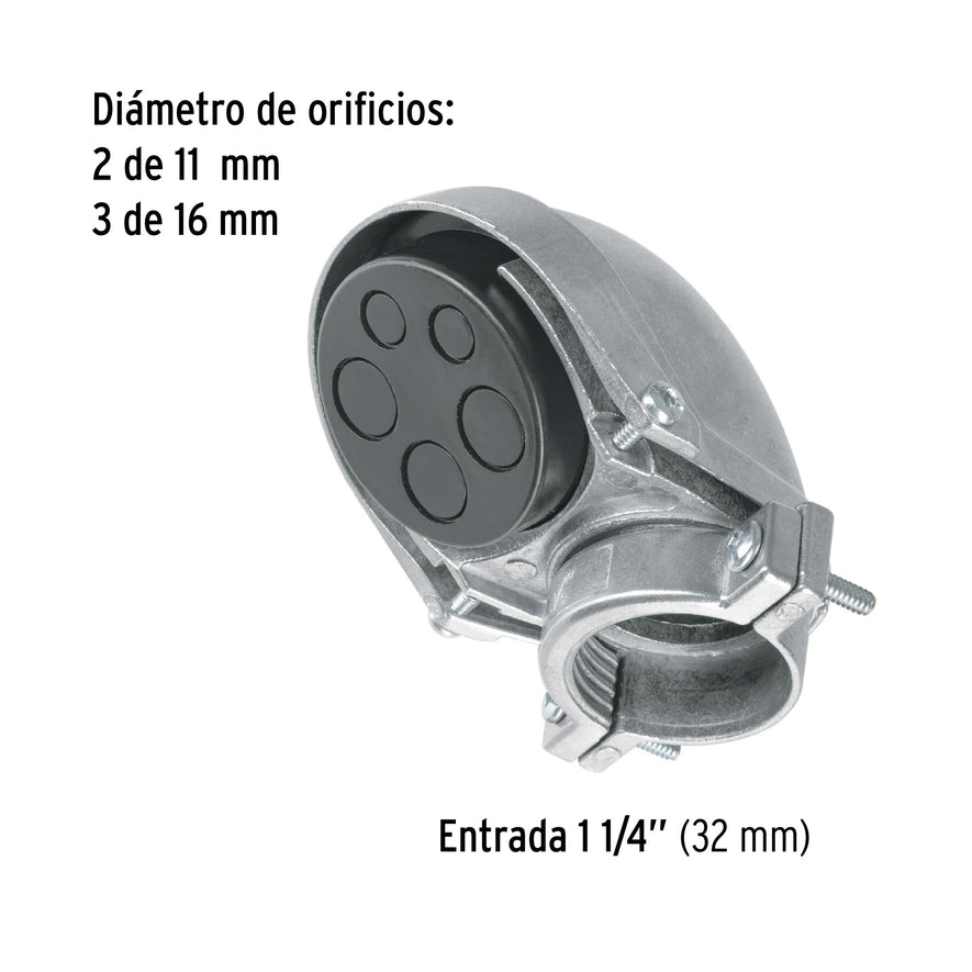 Mufa con abrazadera para tubo 1-1/4', Volteck Caja con 5, 46943