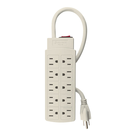 Multicontacto 14 AWG uso rudo con 10 entradas, Volteck Caja con 6, 47234