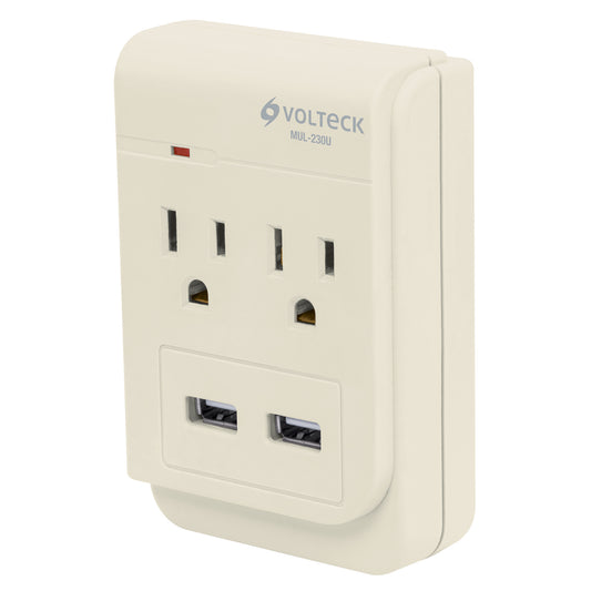 Multicontacto, 2 entradas,con 2 entradas USB, aterrizado Caja con 4, 46088