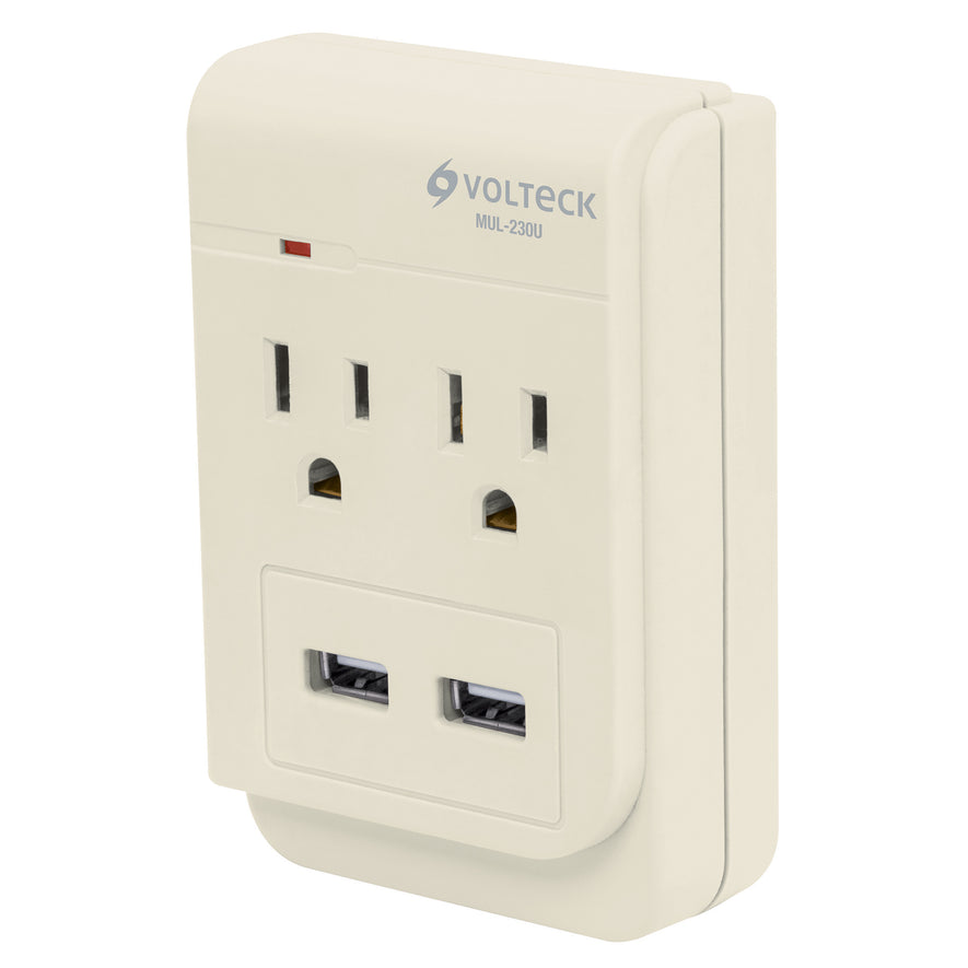 Multicontacto, 2 entradas,con 2 entradas USB, aterrizado Caja con 4, 46088