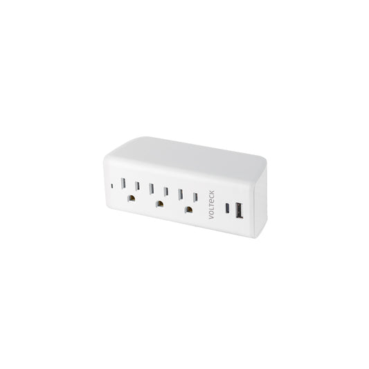 Multicontacto de pared, 3 contactos y 2 USB A+C, VOLTECK Caja con 4, 45749
