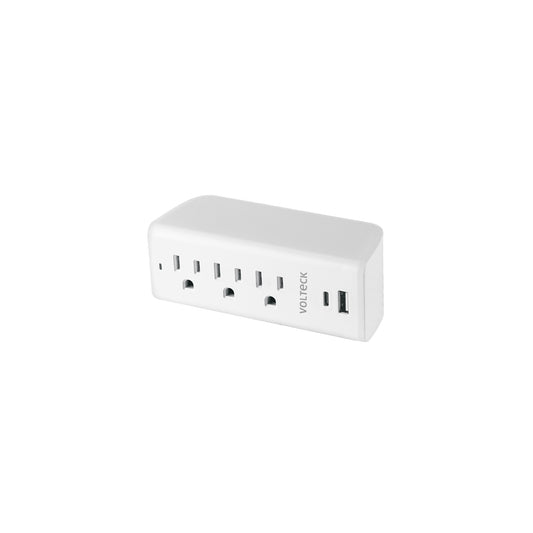 Multicontacto de pared, 490 Joules, 3 contactos y 2 USB A+C Caja con 4, 45748