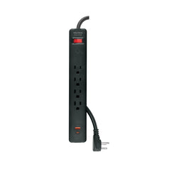 Multicontacto 4 entradas, 1 USB A + 1 USB C, negro, VOLTECK, 45665