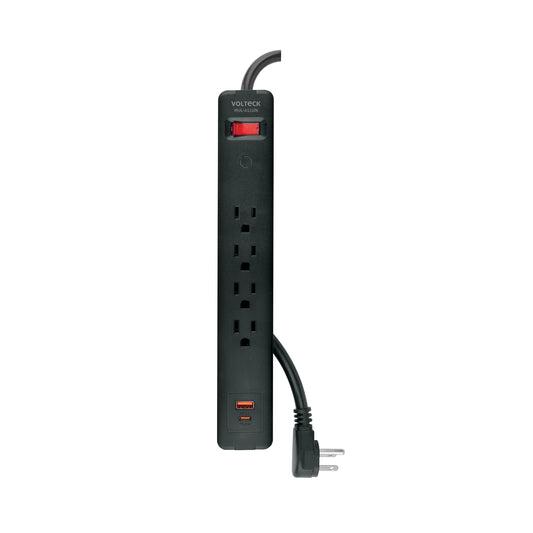 Multicontacto 4 entradas, 1 USB A + 1 USB C, negro, VOLTECK, 45665
