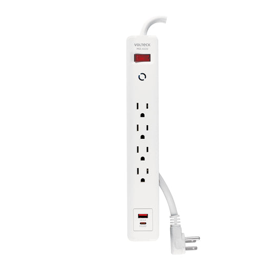 Multicontacto 4 entradas, 1 USB A + 1 USB C, blanco, VOLTECK, 45664