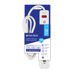 Multicontacto 4 entradas, 1 USB A + 1 USB C, blanco, VOLTECK, 45664