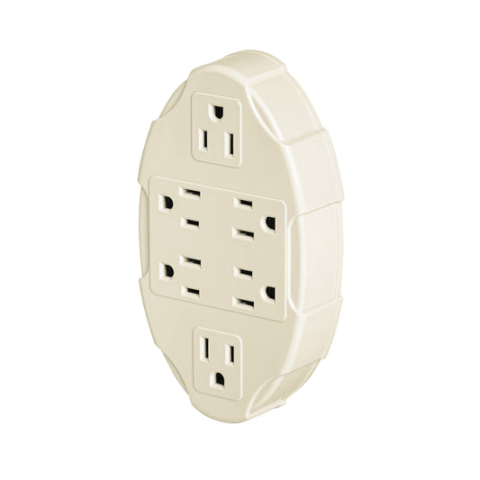 Multicontacto aterrizado ovalado, 6 entradas, Volteck Caja con 6, 46806