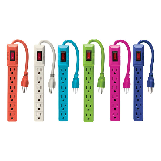 Multicontacto 16 AWG doméstico 6 entradas, colores a granel Caja con 12, 46021