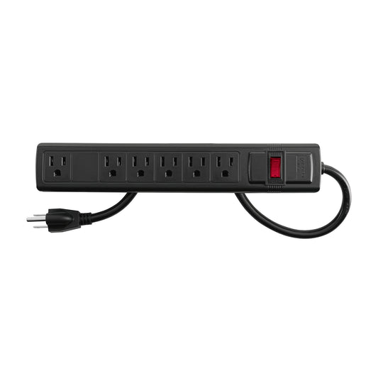 Multicontacto 16 AWG doméstico con 6 entradas, negro Volteck Caja con 6, 49859