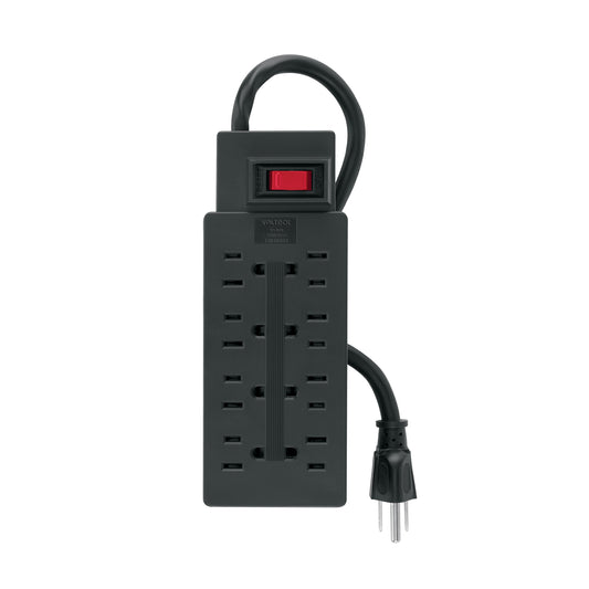 Multicontacto uso rudo 8 entradas sup. de picos 460 J, negro Caja con 6, 48793