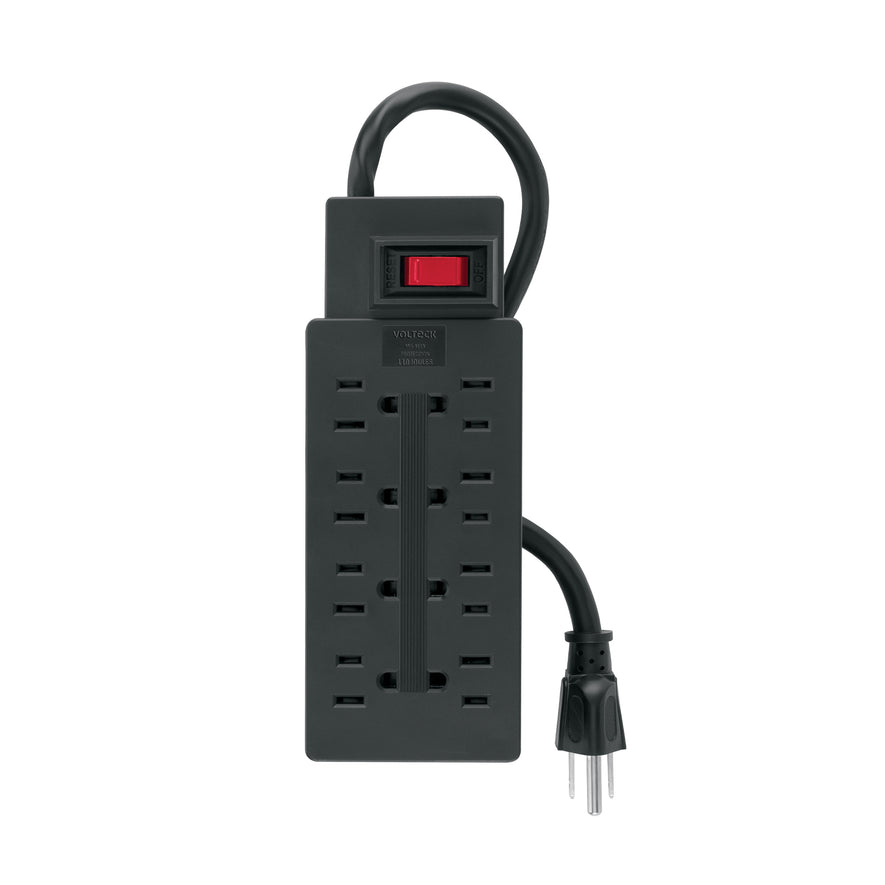 Multicontacto uso rudo 8 entradas sup. de picos 460 J, negro Caja con 6, 48793