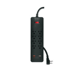 Multicontacto 8 entradas, 2 USB A + 2 USB C, negro, VOLTECK, 45661