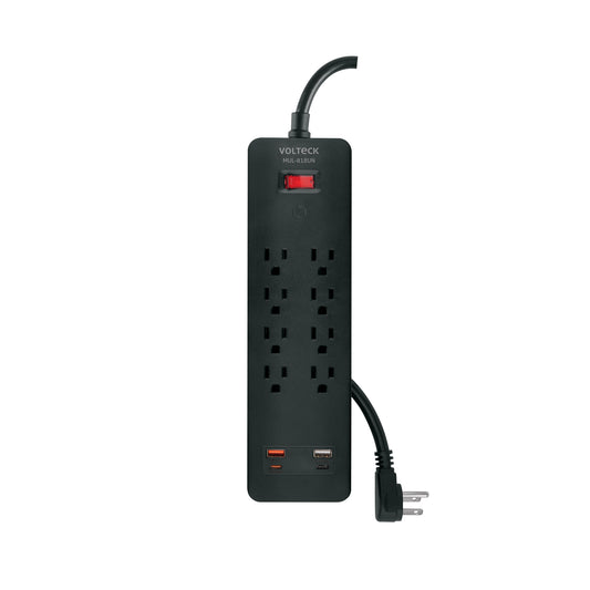 Multicontacto 8 entradas, 2 USB A + 2 USB C, negro, VOLTECK, 45661