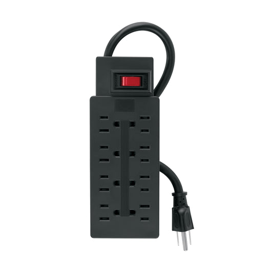 Multicontacto de uso rudo con 8 entradas, negro, VOLTECK Caja con 6, 48792