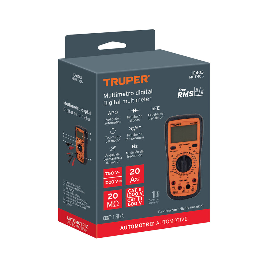 Multímetro digital para mant automotriz con RMS verdadero, 10403