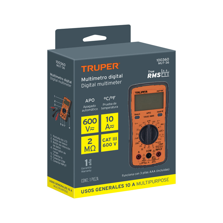 Multímetro digital profesional, Truper Caja con 2, 100360