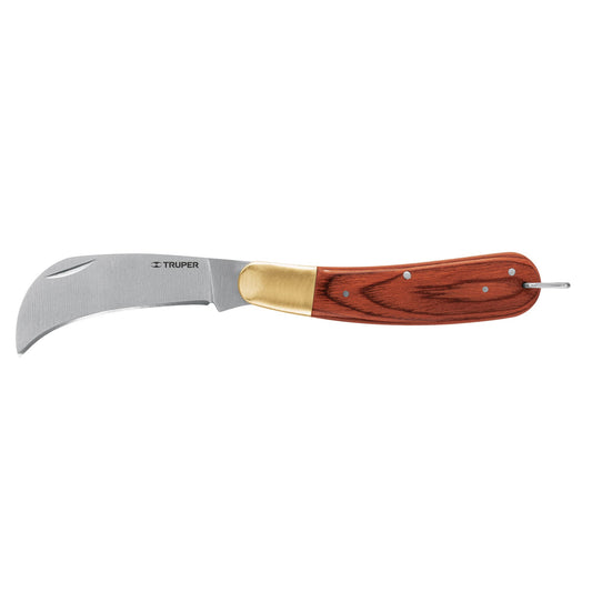 Cuchillo abatible 8' para electricista mango madera, Truper Caja con 6, 18539