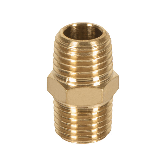 Niple macho-macho de latón, cuerda 1/4' NPT, Truper Caja con 6, 19024