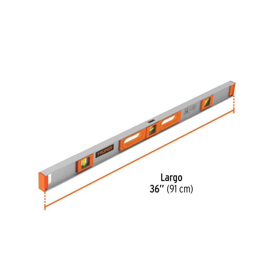 Nivel profesional de 36' con protección de ABS, Truper Caja con 3, 17038