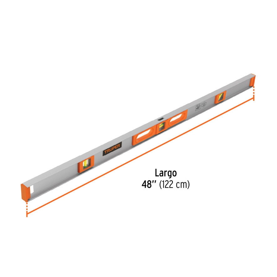 Nivel profesional de 48' con protección de ABS, Truper Caja con 3, 17040