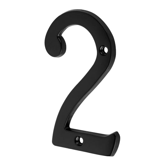 Número 2 de latón sólido 4', negro, Hermex Caja con 6, 47855