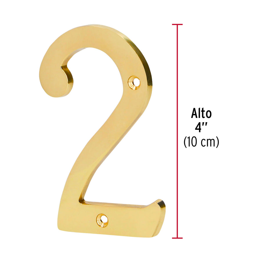 Número 2 de latón sólido 4', Hermex Caja con 6, 43680