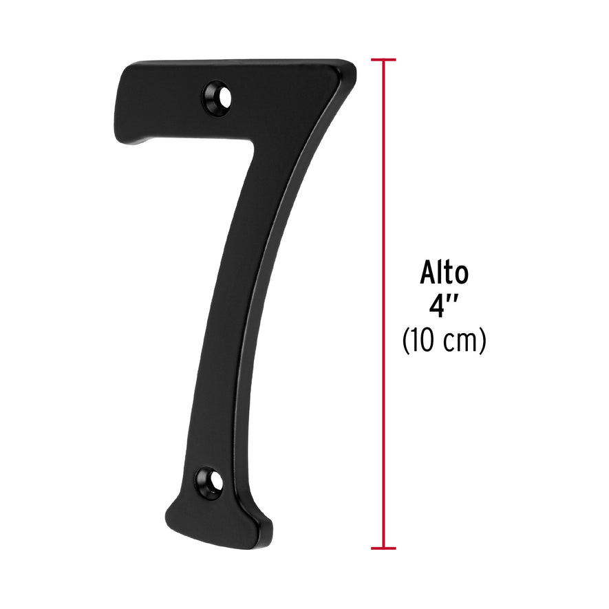 Número 7 de latón sólido 4', negro, Hermex Caja con 6, 47860