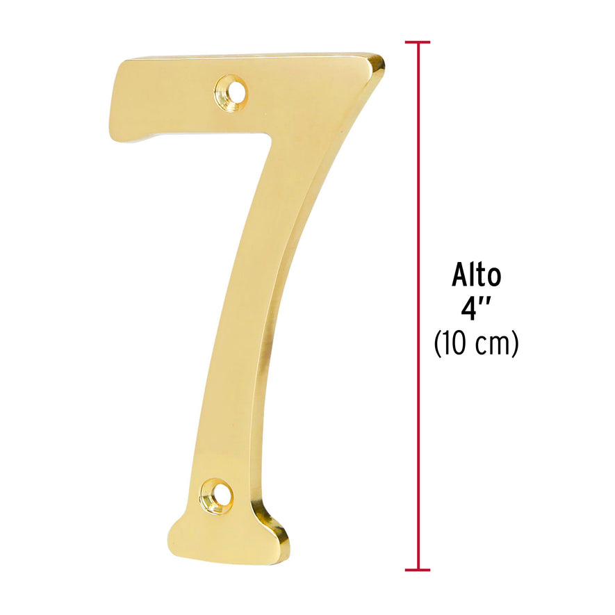 Número 7 de latón sólido 4', Hermex Caja con 6, 43685