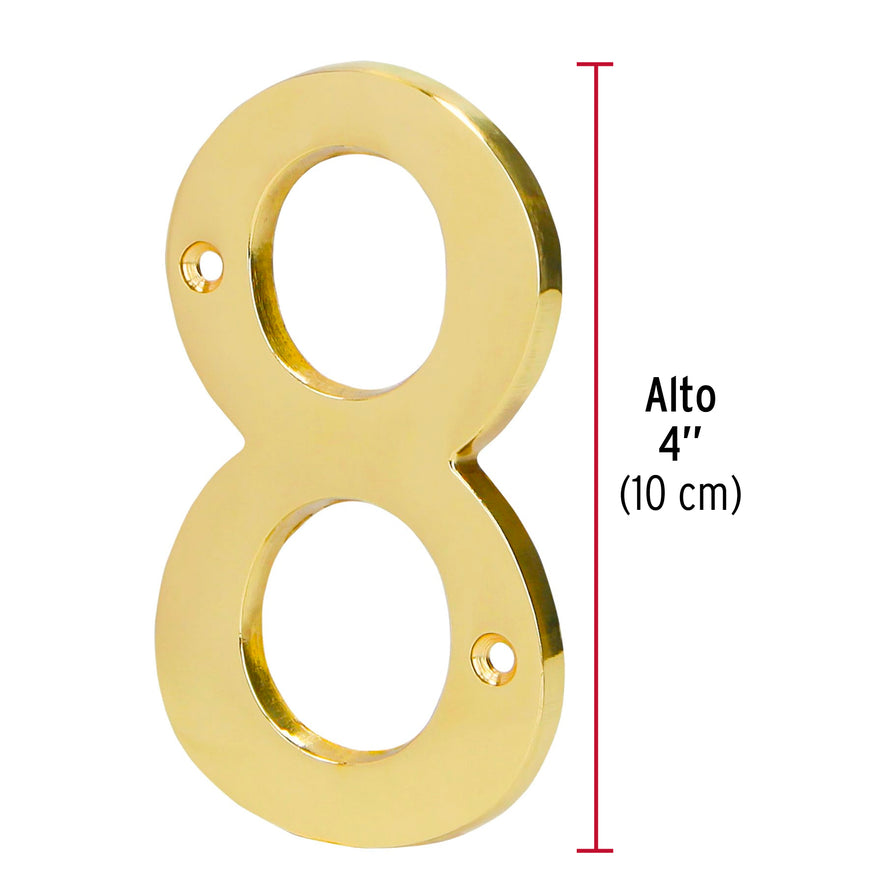 Número 8 de latón sólido 4', Hermex Caja con 6, 43686
