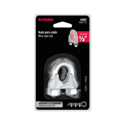 Blíster c/1 nudo (perro) de hierro p/cable de 1/2', Fiero Caja con 6, 44087
