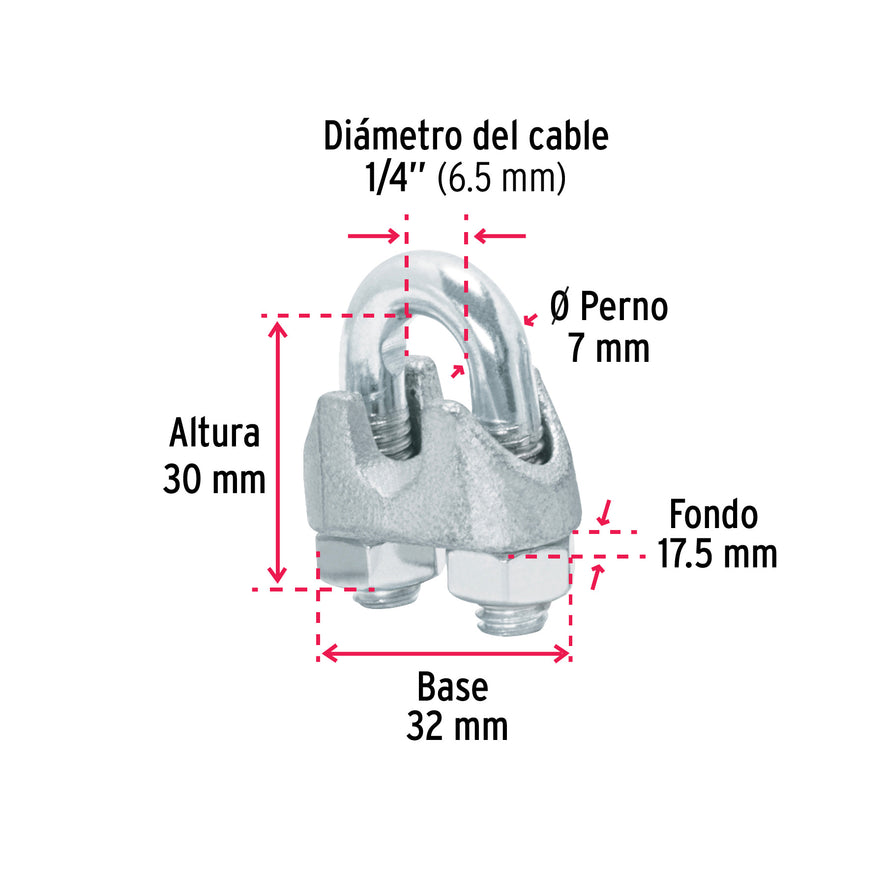 Bolsa c/40 nudos (perros) de hierro p/cable de 1/4', Fiero, 40706