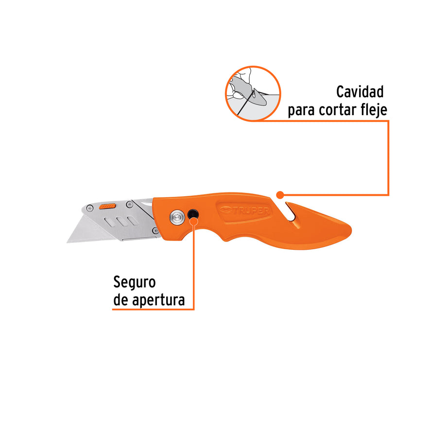 Navaja abatible 7' cuerpo de aluminio y acero inox, Truper Caja con 6, 17025