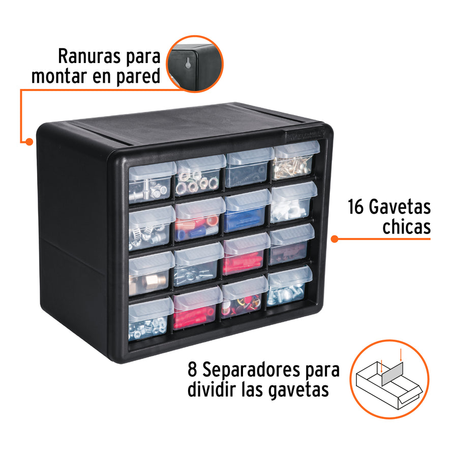 Organizador con 16 gavetas, Truper, 11851