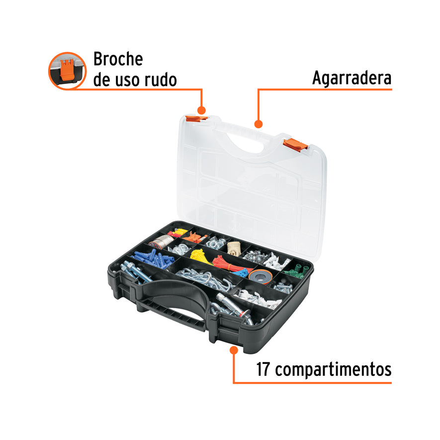 Organizador 17' reforzado con 17 compartimentos, Truper Caja con 3, 19939
