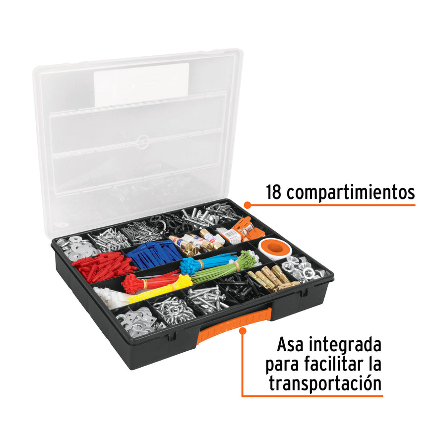 Organizador 14' con 18 compartimentos, Truper Caja con 3, 11825