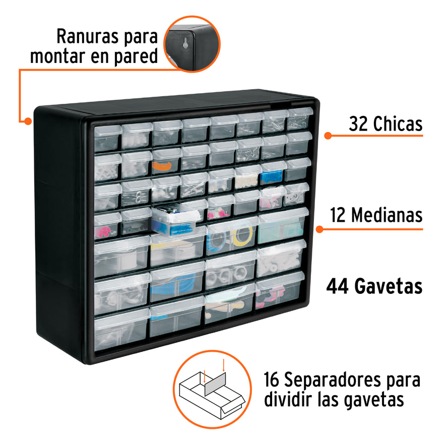 Organizador con 44 gavetas, Truper, 102642