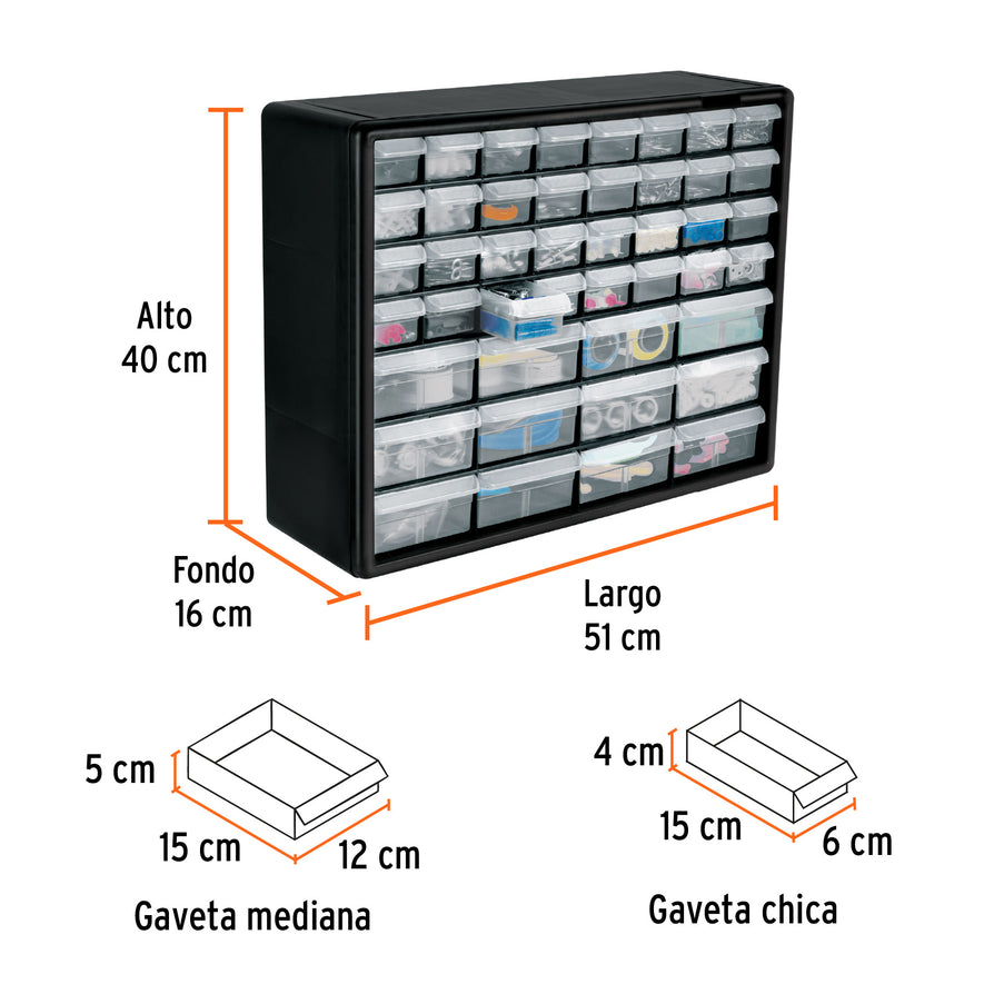 Organizador con 44 gavetas, Truper, 102642