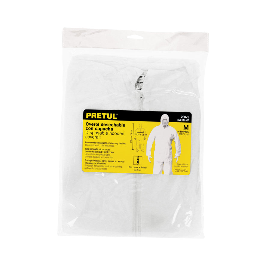 Overol desechable, talla M, Pretul Caja con 5, 26072