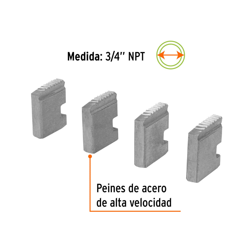 Juego de 4 peines de 3/4' para tarrajas T-852X, Expert, 14614