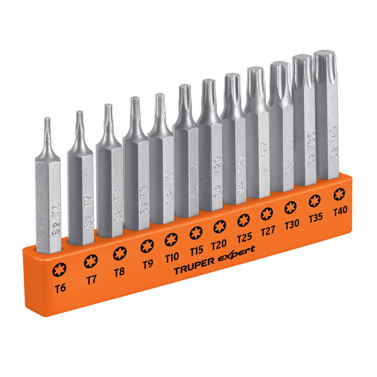 Juego de 12 puntas torx combinadas largo 2', Truper Expert Caja con 6, 101678