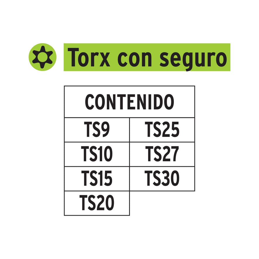 Juego de 7 puntas torx combinadas c/seguro largo 1', Expert Caja con 6, 17797