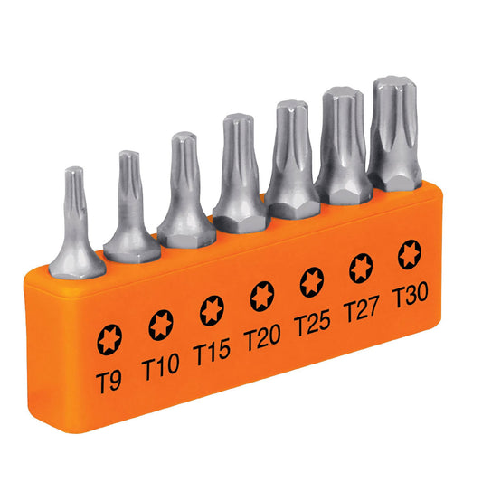 Juego de 7 puntas torx combinadas largo 1', Truper Expert Caja con 6, 17795