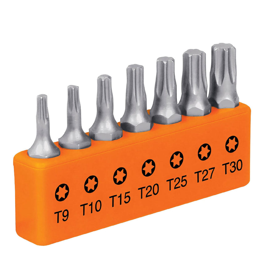 Juego de 7 puntas torx combinadas largo 1', Truper Expert Caja con 6, 17795