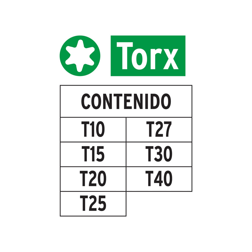 Juego de 7 puntas torx combinadas largo 2', Truper Expert Caja con 6, 17796