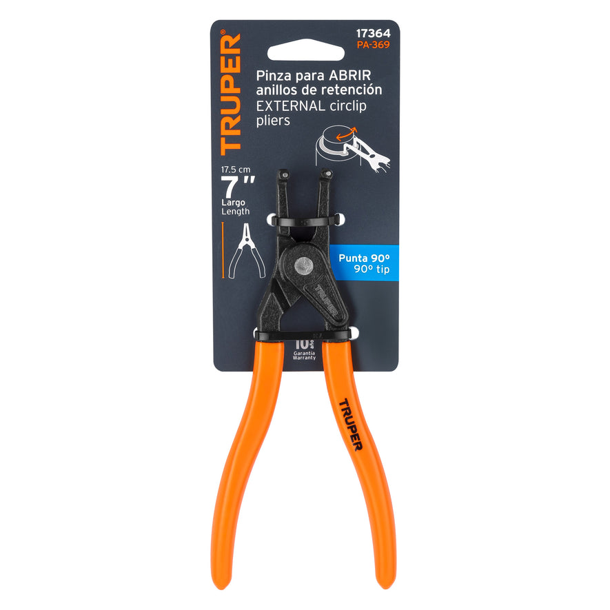 Pinza punta a 90° 6-3/4' para abrir anillos, mango de PVC Caja con 6, 17364