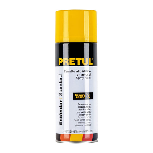 Pintura en aerosol, amarillo canario, 400ml, Pretul Caja con 4, 27003