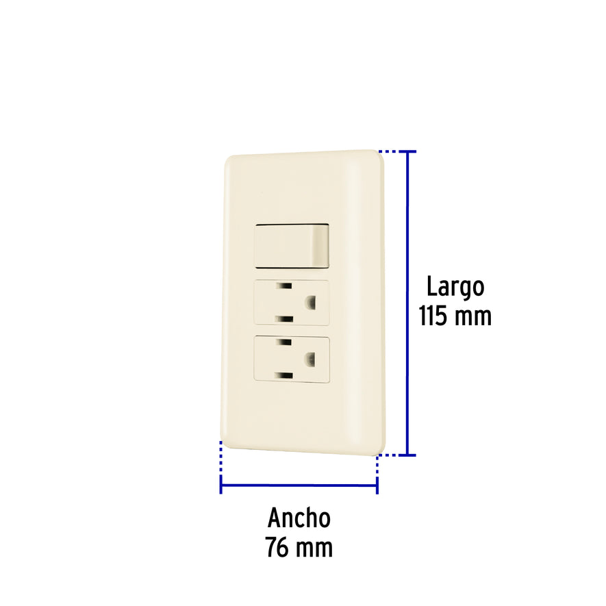 Placa armada interruptor y 2 contactos, marfil, Basic Caja con 10, 26633