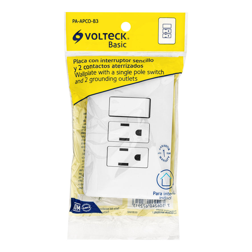 Placa armada 2 contactos e interruptor sencillo, Basic Caja con 10, 25079