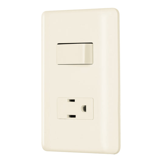 Placa armada interruptor y contacto, marfil, Volteck Caja con 10, 26634